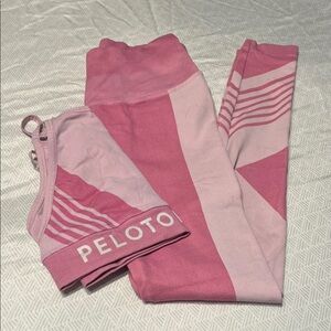 Peloton Pink Leggings and bra Set